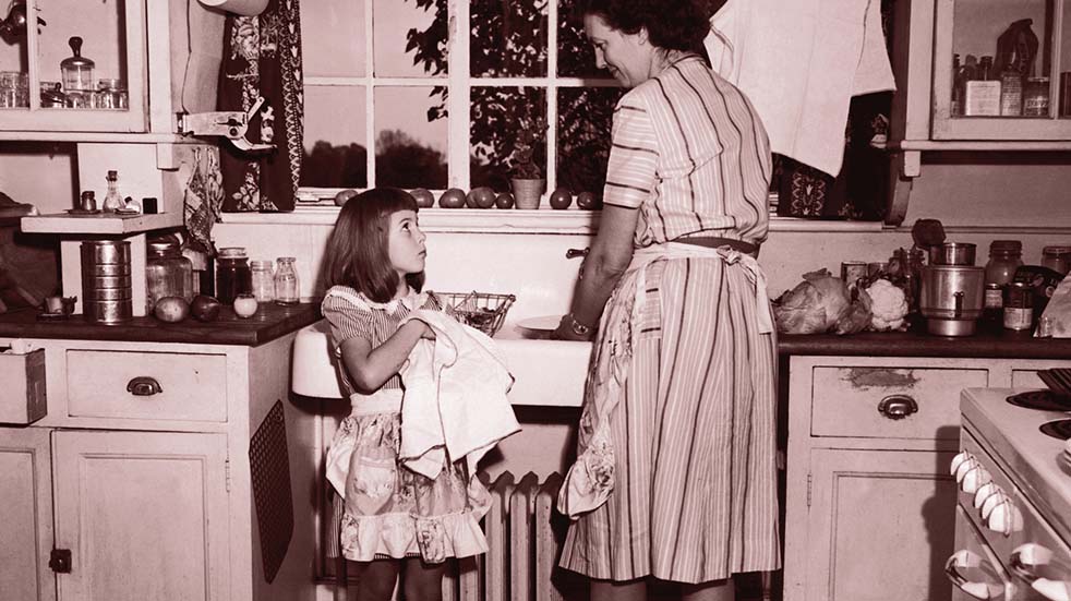 Grandmas know best mother and child washing up